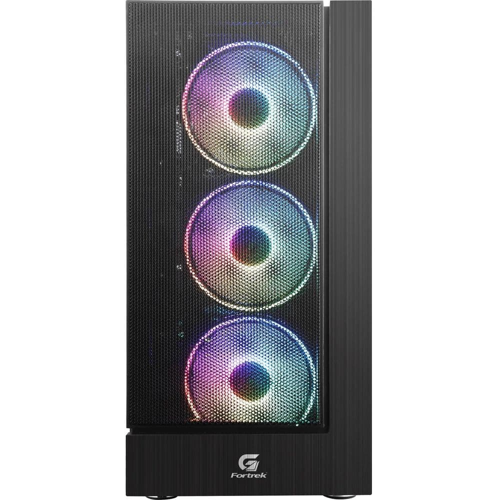 Fortrek Cruiser Mid Tower Gaming Computer PC Case with 3 Fixed RGB Fans, Full Acrylic Side Panel, ATX/Micro ATX/Mini ITX, Black