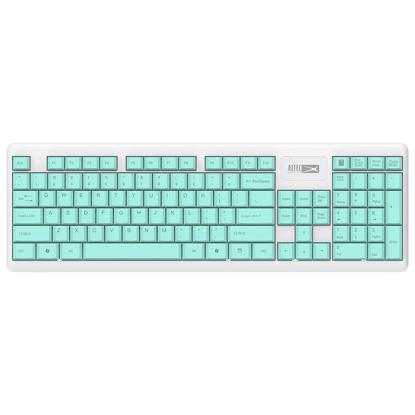 Altec Lansing ALBK6314 Wireless Keyboard Slim Full-Size Quiet Keys, Ergonomic Wireless Keyboard for Home and Office, Cyan