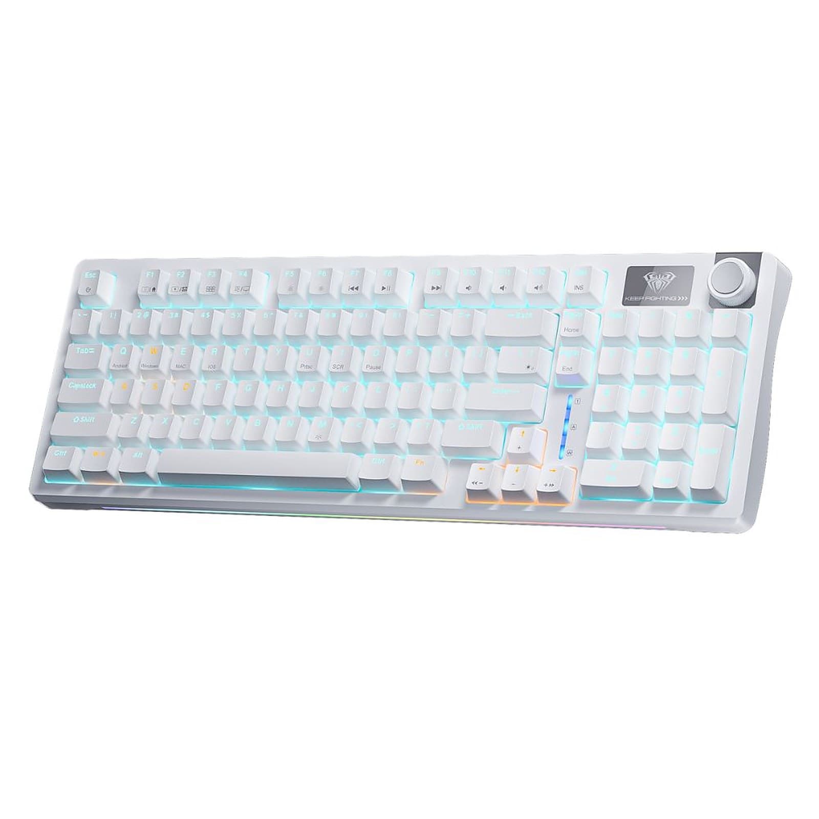 Aula S98 Tri-Mode RGB Gasket Mechanical Gaming Keyboard, Wireless Bluetooth, 2.4G, Wired Triple Mode Keyboard, White
