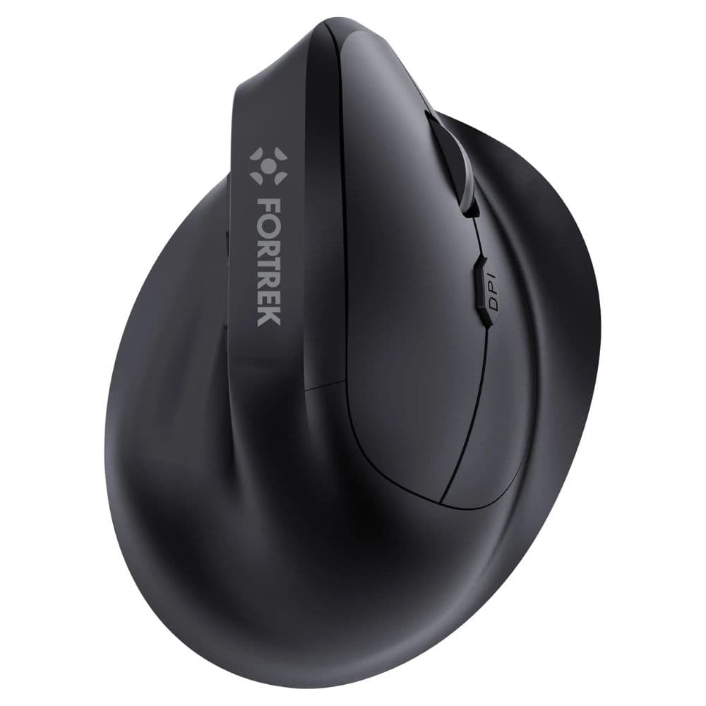 Fortrek MERG15 Ergonomic Wireless Vertical Mouse Rechargeable Bluetooth, 2.4GHz Silent Click, 6 Button, Adjustable DPI, Black