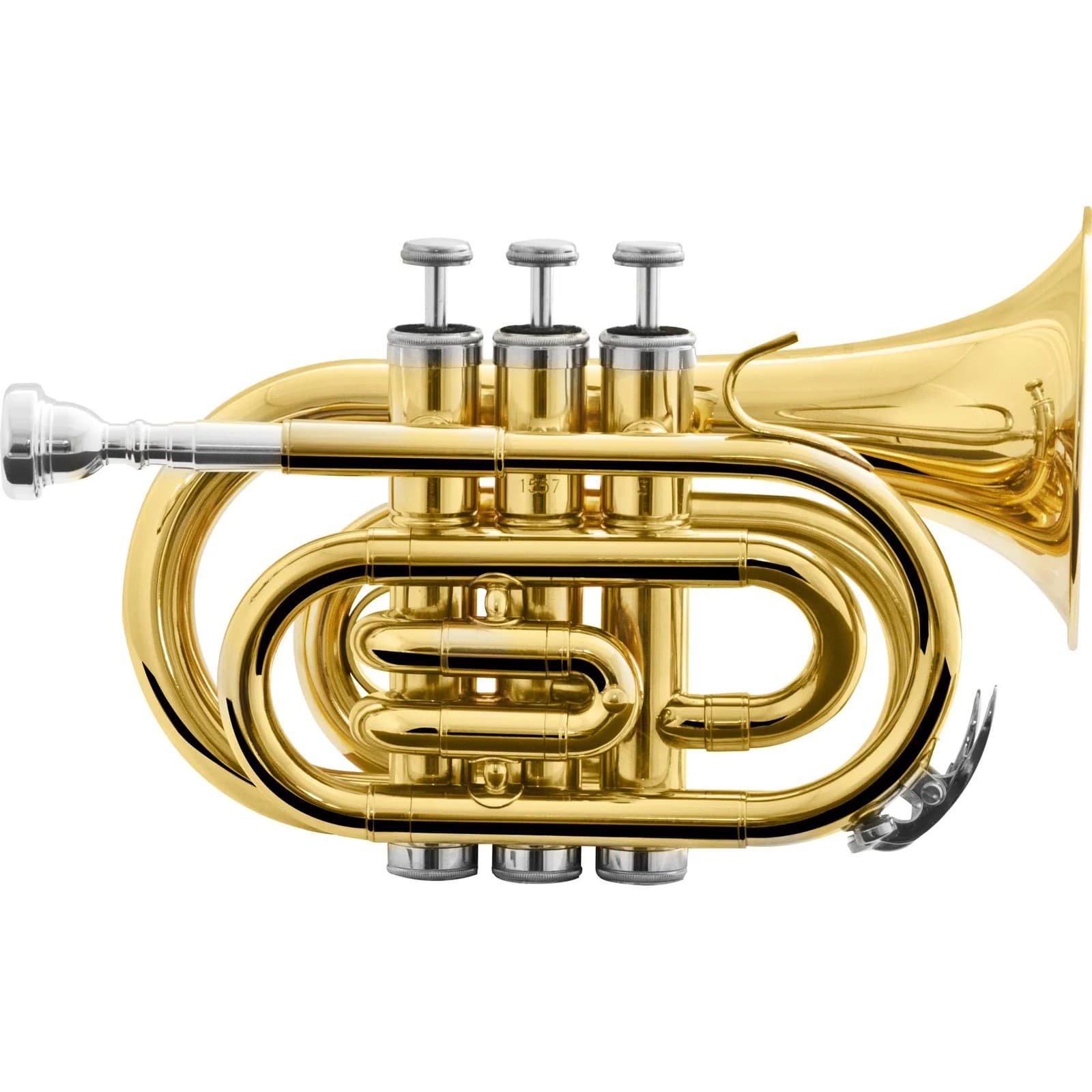 Harmonics Small Trumpet HMT-500L Bb Mini Pocket Trumpet Gold Lacquer with Soft Carrying Case