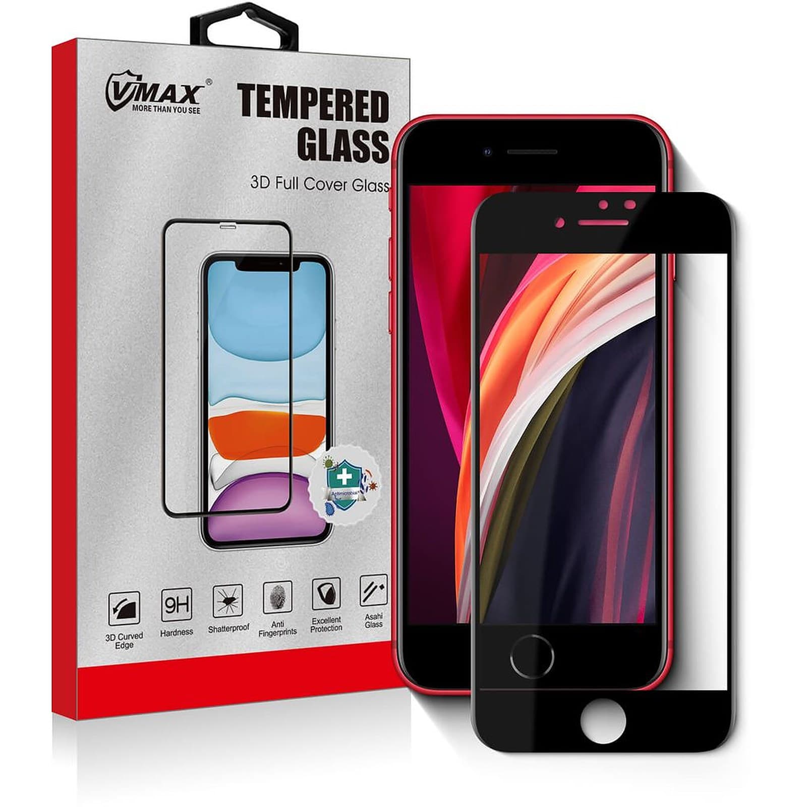 Vmax 3D Full Cover Tempered Glass Screen Protector for iPhone SE2
