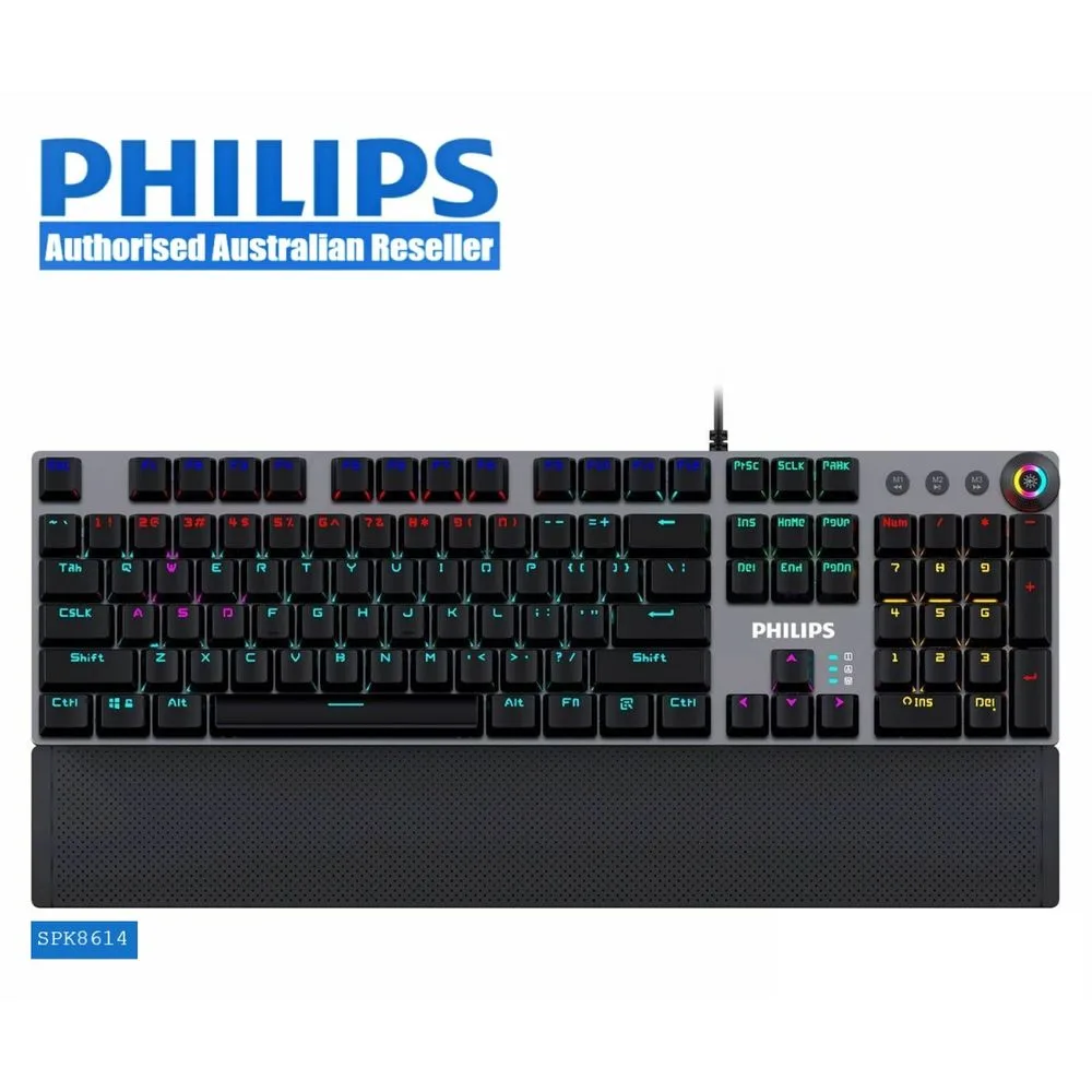 Philips SPK8614 Mechanical Gaming Keyboard with Wrist Rest Detail 01