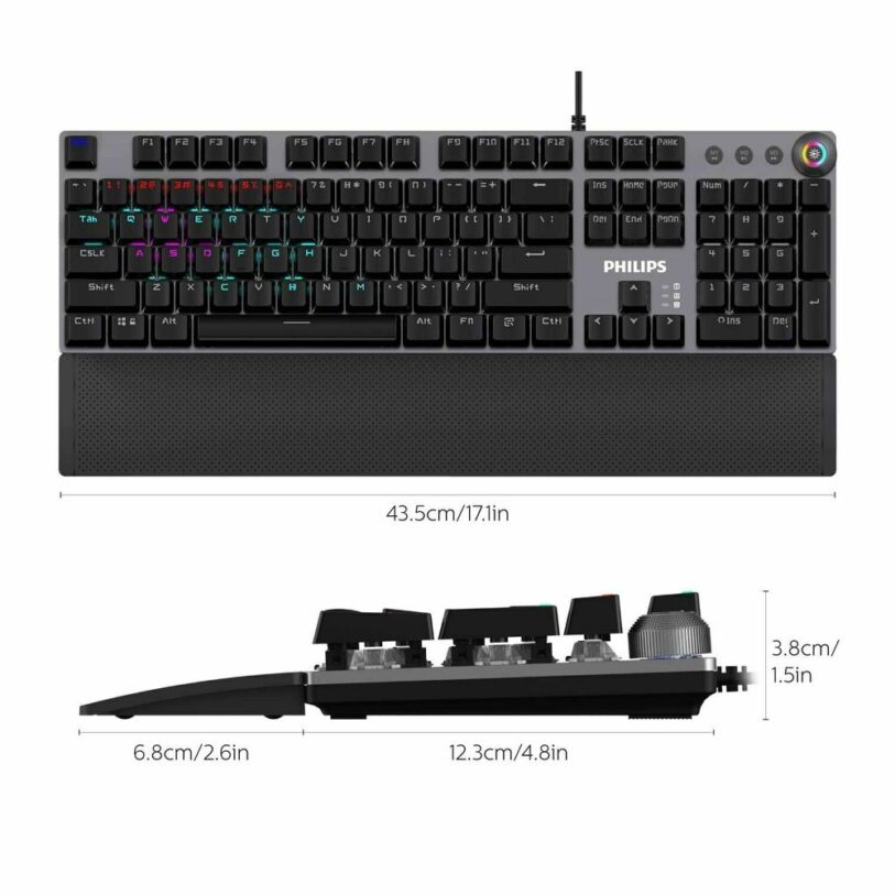 Philips SPK8614 Mechanical Gaming Keyboard with Wrist Rest Detail 03
