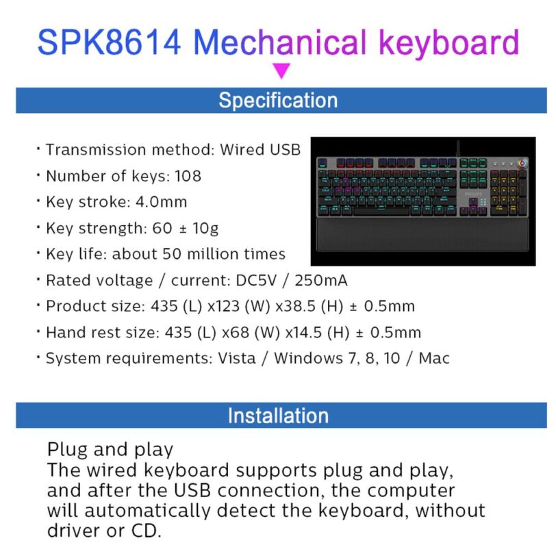 Philips SPK8614 Mechanical Gaming Keyboard with Wrist Rest Detail 14