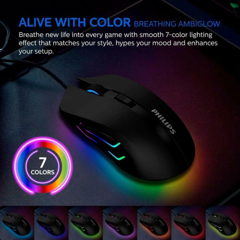 Philips SPK9313 Wired Gaming Mouse with Ambiglow Detail 02