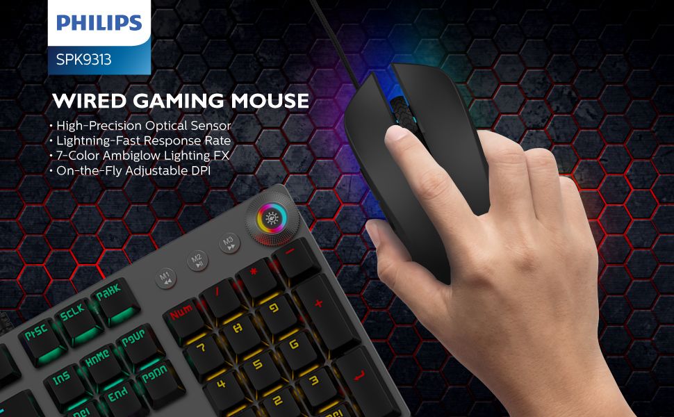 PHILIPS High-Performance Wired Gaming Mouse — Designed for the Win