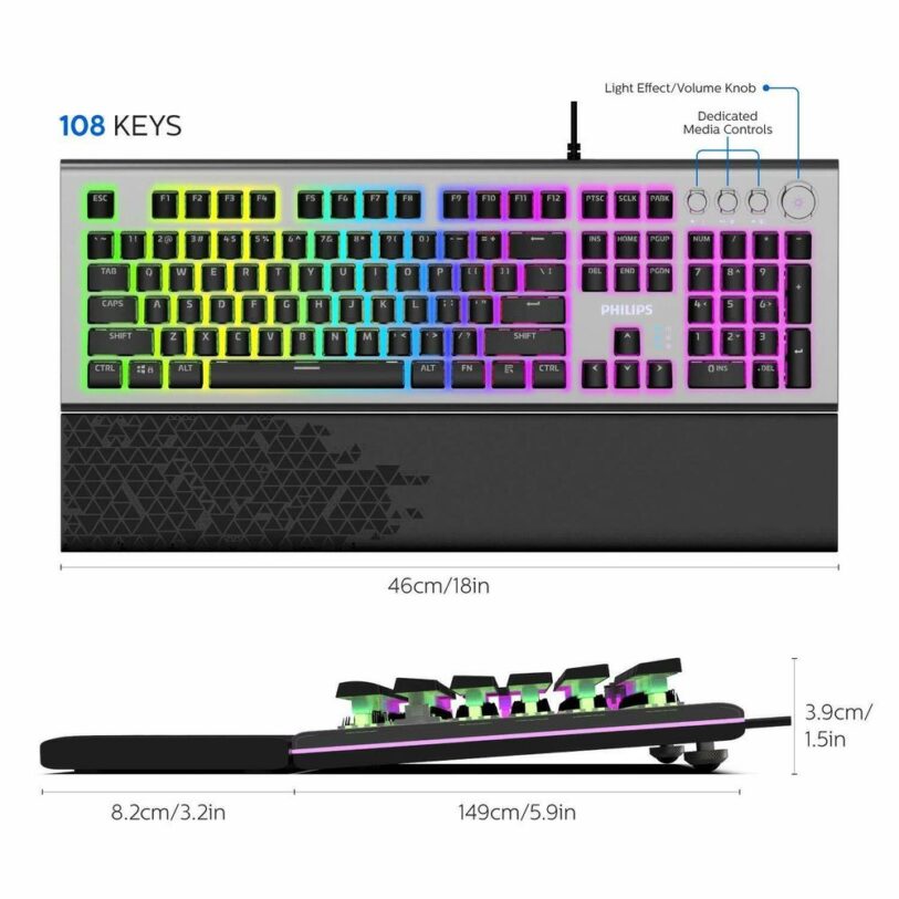 Philips SPK8624 Mechanical Gaming Keyboard with Wrist Rest Detail 05