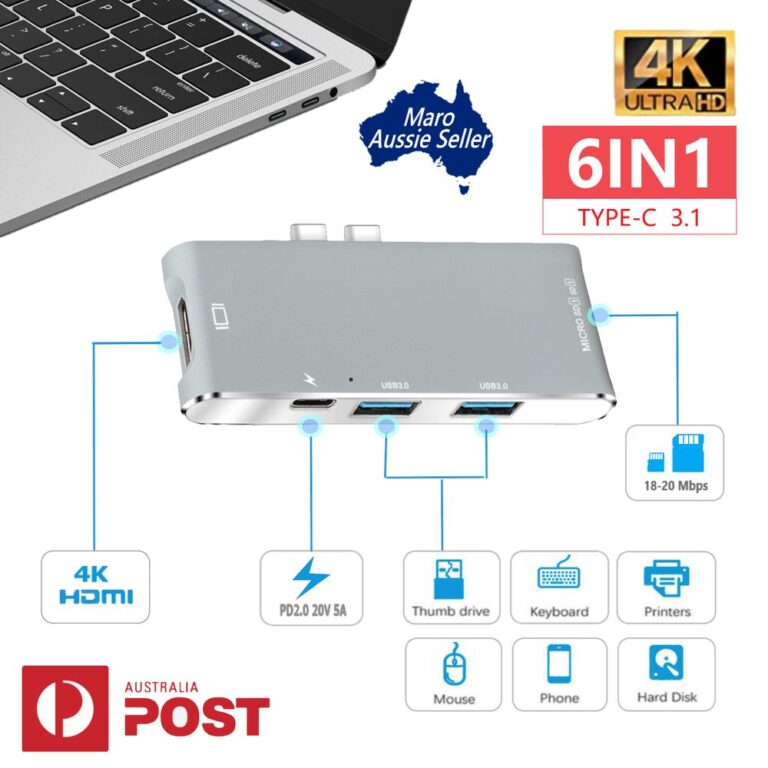 YC 204B 6 in 1 Type C MacBook Adapter Detail 01