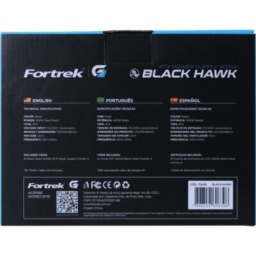 Fortrek BlackHawk White 400W Computer Power Supply PSU 04
