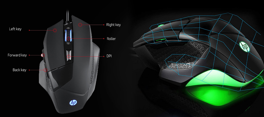 HP G200 USB Wired Gaming Mouse with 6 Customizable Buttons, Optical