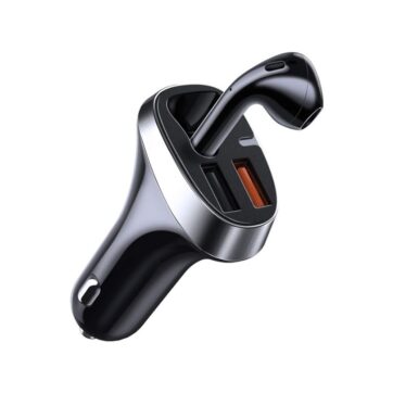 Joyroom JR CP2 Dual USB Car Charger with Wireless Earphone Black 1