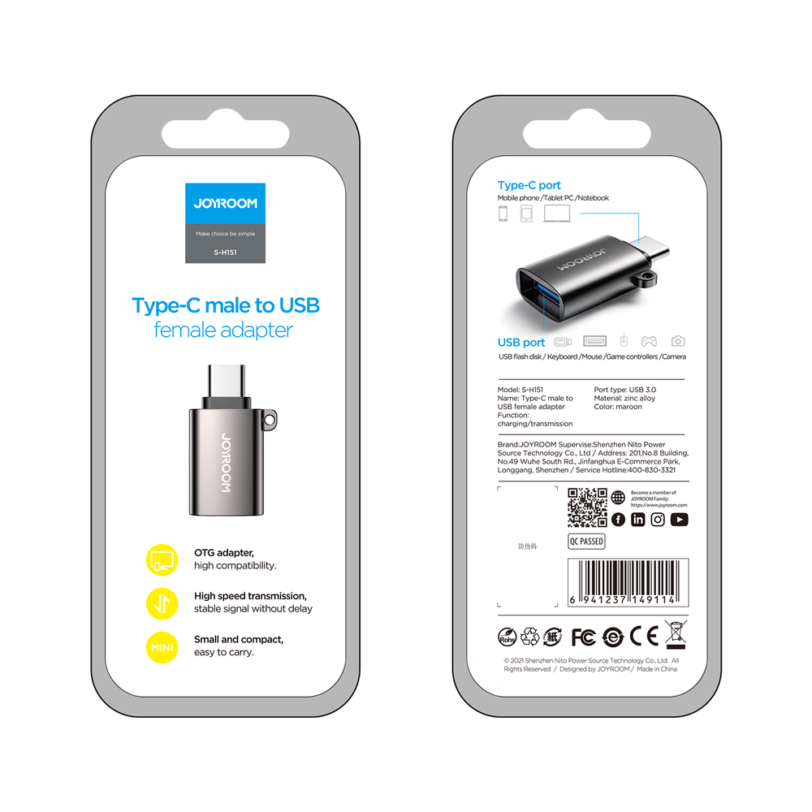 Joyroom S H151 Portable USB C to USB Adapter OTG