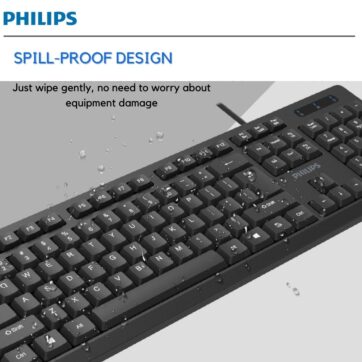 Philips SPK6234 USB Wired Keyboard Spill Proof