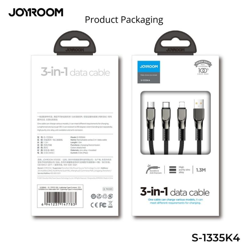 Joyroom S 1335K4 3 in 1 data cable 1.3M Lightning Type C micro Red 8