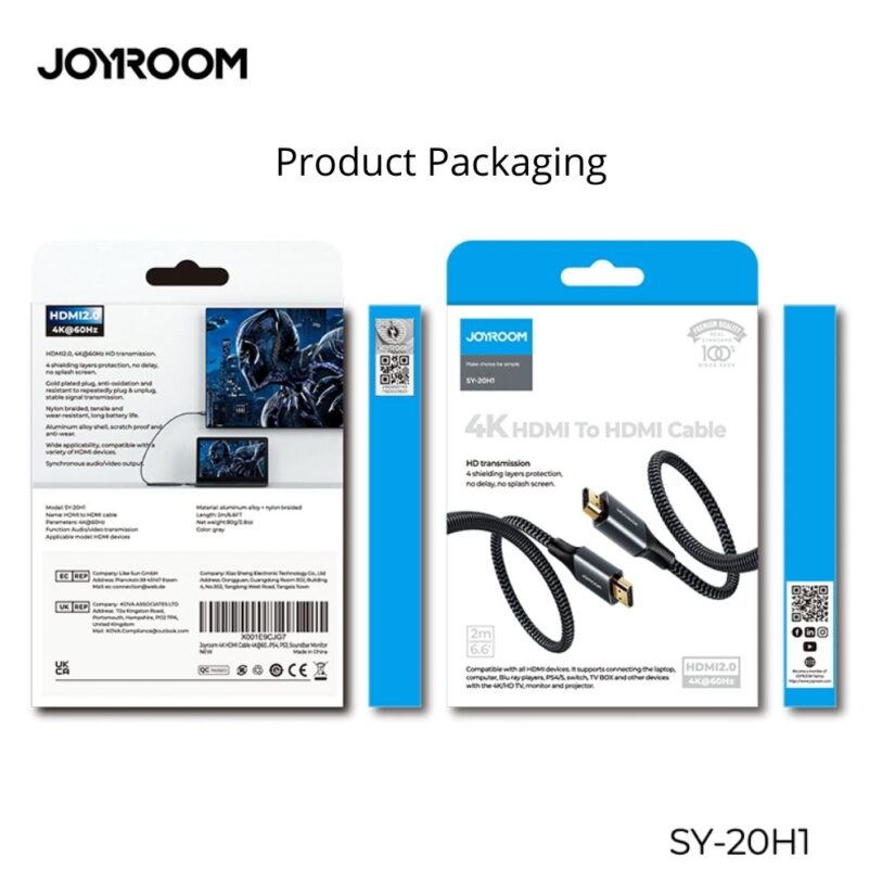 Joyroom SY 20H1 HDMI to HDMI cable 2m Gray 3