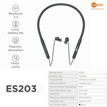 Lecoo ES203 Wireless In ear headphones neck hanging with magnetic 15