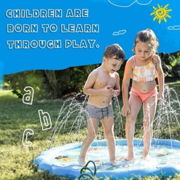 Hyvigor 68 Sprinkler Pad Splash Play Mat Outdoor Party Water Toys for Kids 3 4 5 6 7 8 9 