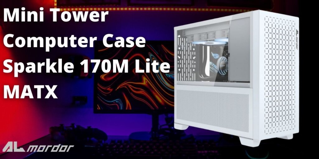 ALmordor Mini Tower Computer Case Aluminum Panel Sparkle 170M Lite MATX White 1