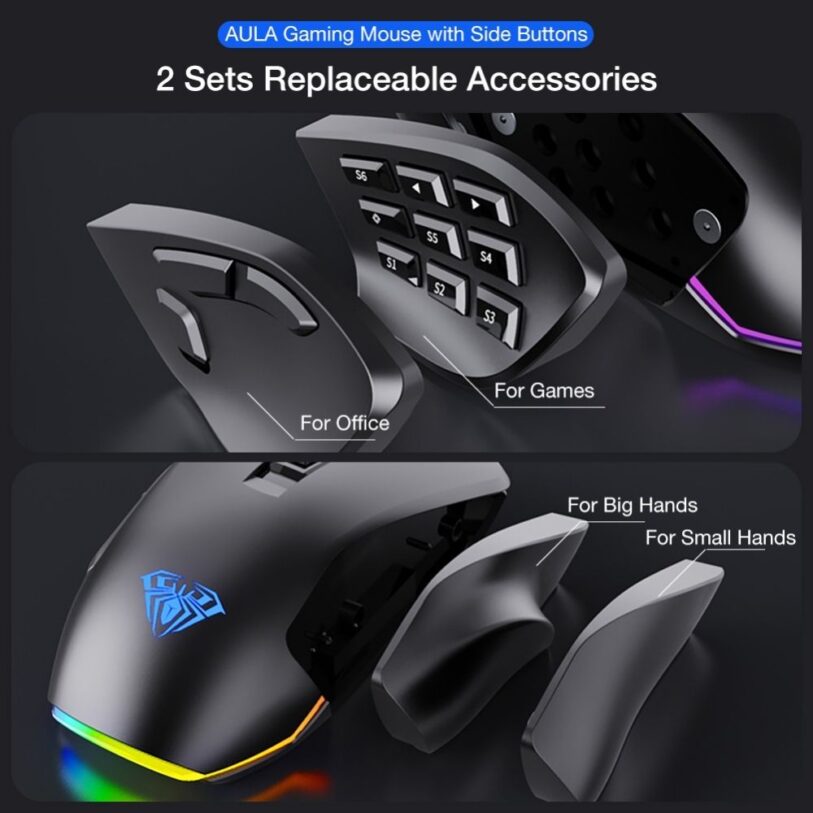 AULA H510 Advanced RGB Gaming Mouse replaceable 1