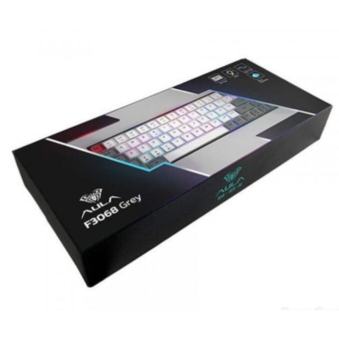 Aula F3068 Dual Mode Mechanical Gaming Keyboard Wireless Bluetooth Wired Type C RGB Compact 68 Keys for PC, Android