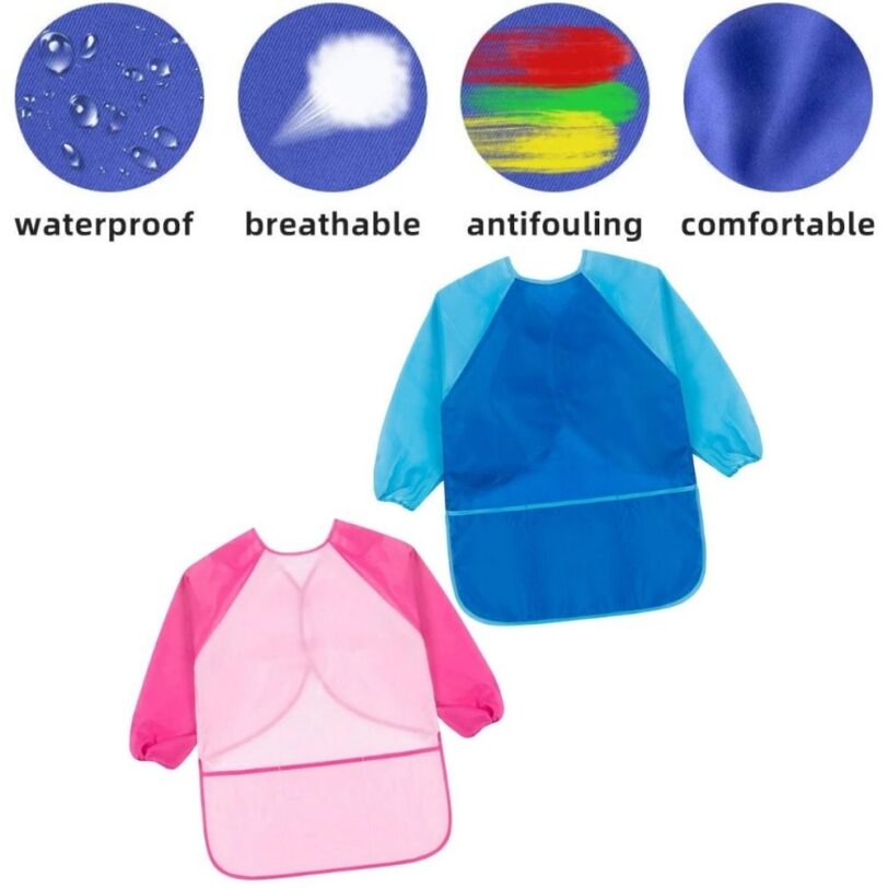 Long Sleeved Painting Smock for Kids PS BL M features 1