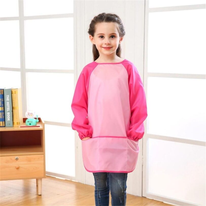 Long Sleeved Painting Smock for Kids PS PK M when worn 1