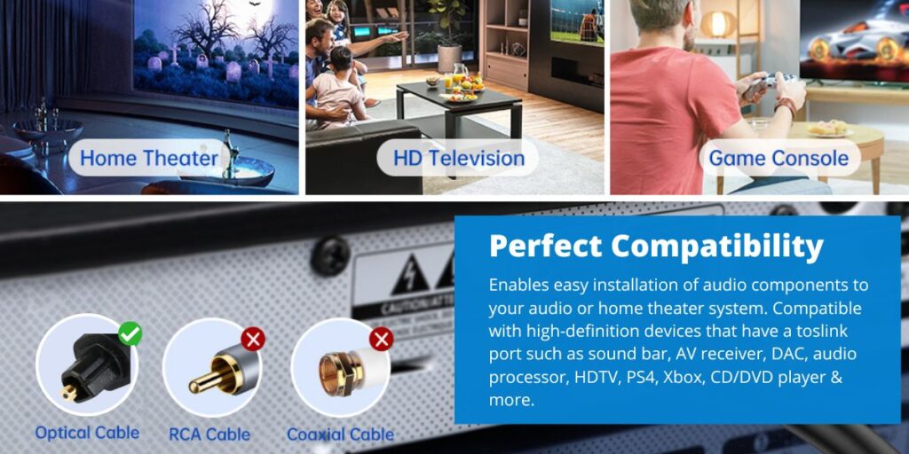 Digital Optical Audio Toslink Cable Fiber Optic Cord 4