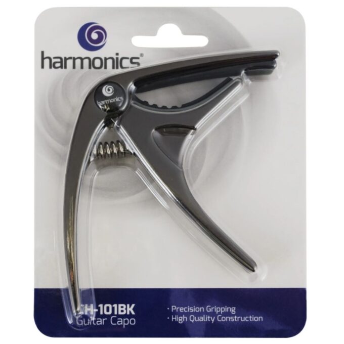 Harmonics CH-101BK Guitar Capo Clamp for Acoustic and Electric Guitars, Black