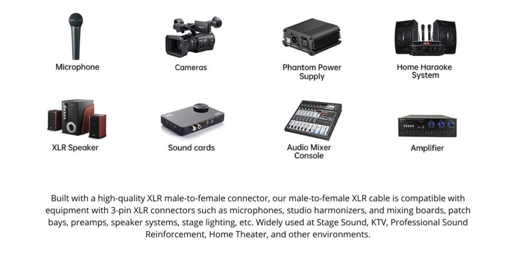 XLR Male to XLR Female 3 Pin Microphone Cable 6