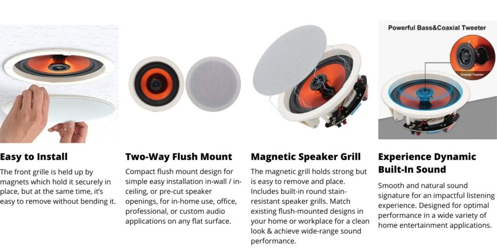 Maro 6.5 Inches In Wall In Ceiling Bluetooth Ceiling Speakers 2