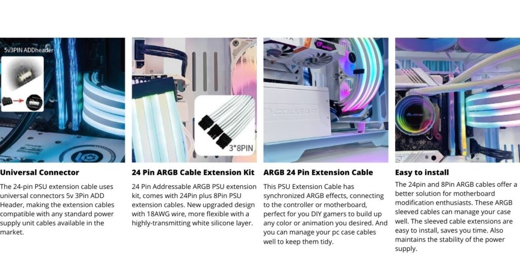 24Pin Strimer Plus V2 ARGB Extension Cable Kit 2