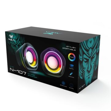 Aula N 107 Gaming RGB Desktop Speakers packaging