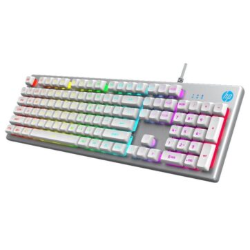 HP K500F USB Wired Gaming Keyboard with Metal Panel White