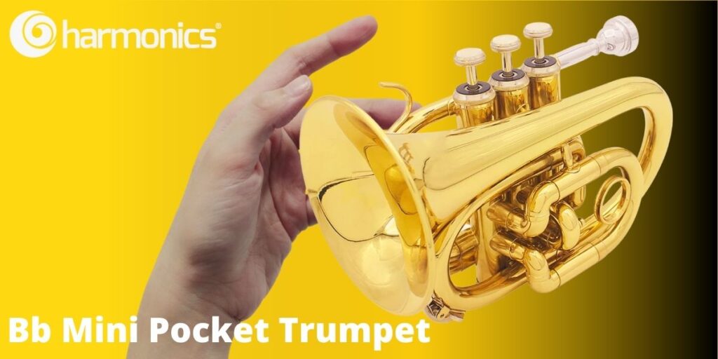 Harmonics HMT 500L Bb Mini Pocket Trumpet Gold Lacquer with Soft Carrying Case 1