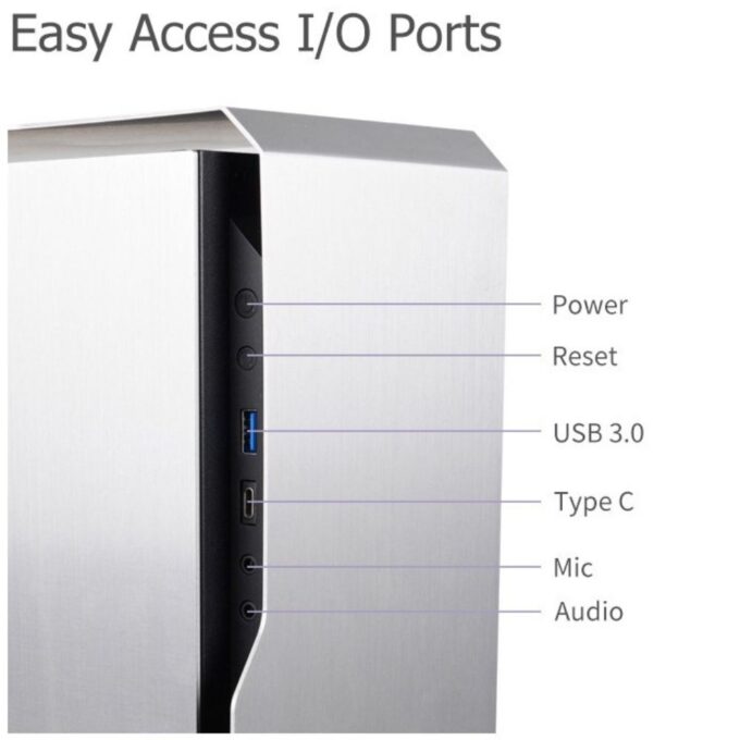 ALmordor Mini Tower SFF ITX Computer PC Case Aluminum Panel for Gaming Desktop, Easy Assemble, Black