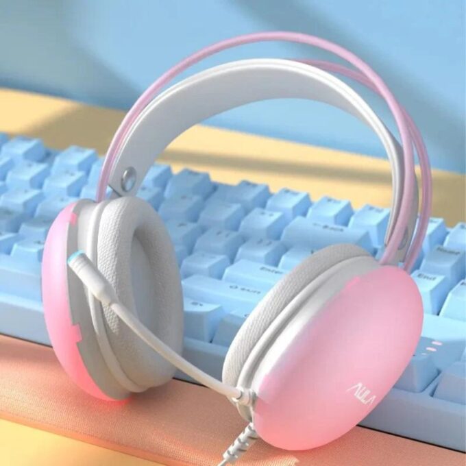 AULA S505 USB Wired Gaming Headset with Mic RGB Pink (12)