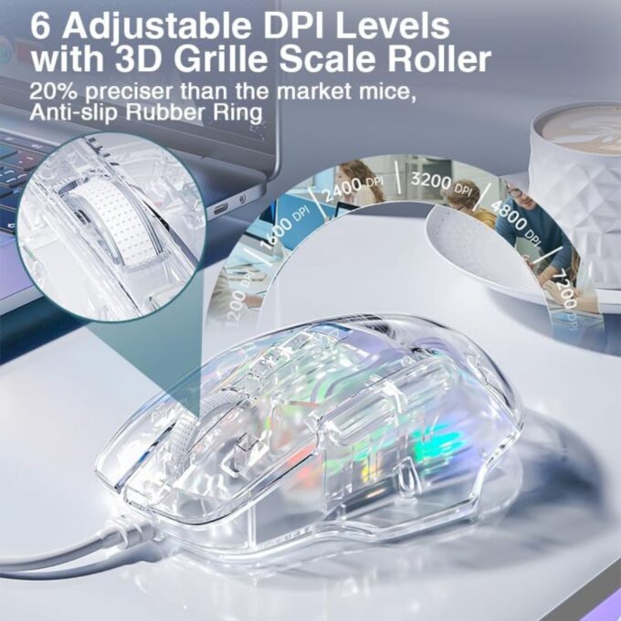 Aula S80 Wired Gaming Mouse Transparent 7200 DPI (4)