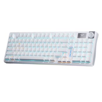 Aula S98 Tri-Mode RGB Gasket Mechanical Gaming Keyboard, Wireless Bluetooth, 2.4G, Wired Triple Mode Keyboard, White