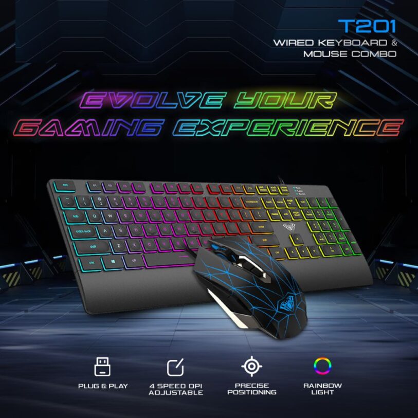 Aula T201 Wired Keyboard and Mouse Combo