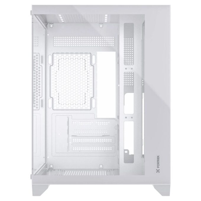 Fortrek 83457 Clarity Cube Gaming PC Case with Glass Sides, Computer Case for Gamer Compatible with Micro ATX/ ITX, White