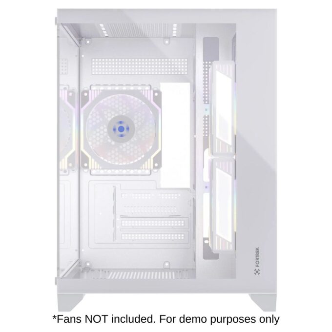 Fortrek 83457 Clarity Cube Gaming PC Case with Glass Sides, Computer Case for Gamer Compatible with Micro ATX/ ITX, White