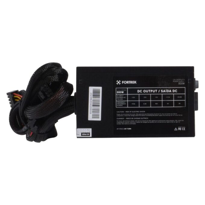 Fortrek Crusader 500W ATX Gamer Bivolt Computer Power Supply PSU, High Performance Gaming Support, Black