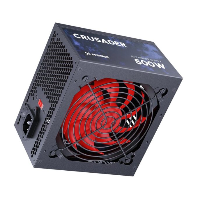 Fortrek Crusader 500W ATX Gamer Bivolt Computer Power Supply PSU, High Performance Gaming Support, Black