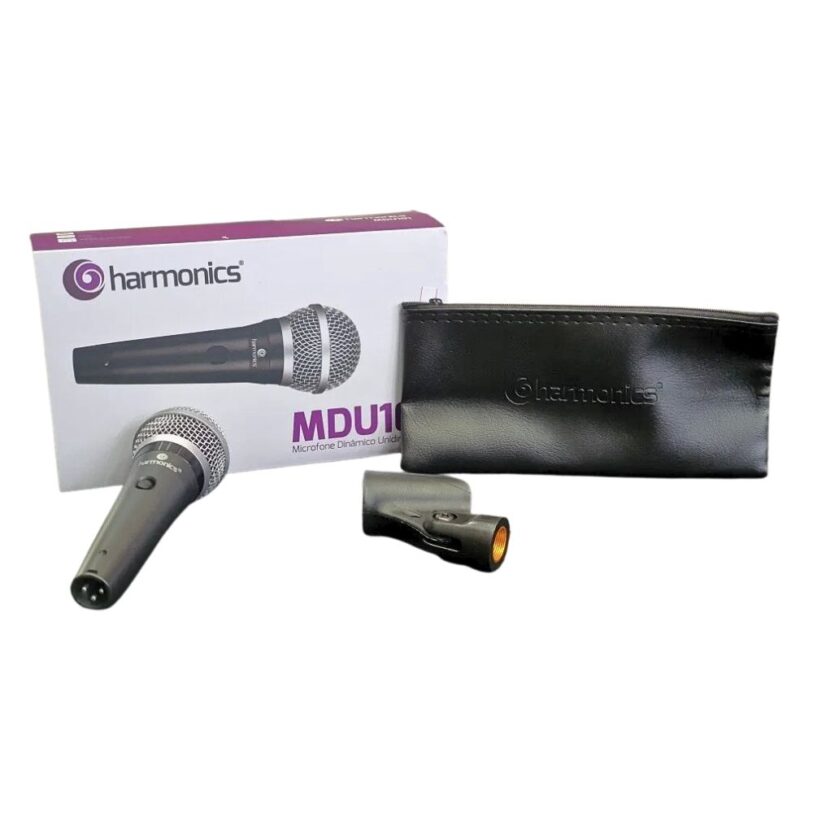Harmonics 70123 MDU101 Dynamic Microphone Cardioid Unidirectional with Leather Bag and Mic Clip