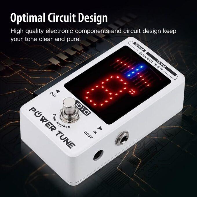 Joyo JF-18R Power Tune Tuner Pedal True Bypass with 8 Isolated DC 9V Outputs Power Supply for Guitar, Bass, and Effect Pedals