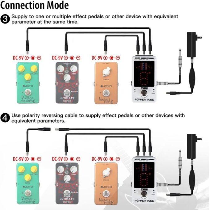 Joyo JF-18R Power Tune Tuner Pedal True Bypass with 8 Isolated DC 9V Outputs Power Supply for Guitar, Bass, and Effect Pedals