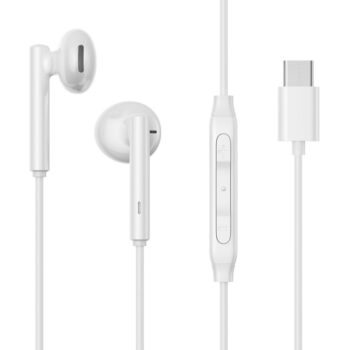 Joyroom Type-C Series Half In-Ear Wired Earphones, High-Definition Sound, Comfortable Fit and USB-C Compatibility, White