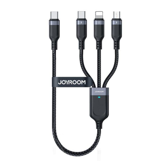 Joyroom S-A18 Multi-Use Series 3-in-1 Fast Charging USB Type-C to Lightning, Type-C, Micro USB Charger Data Cable, Black