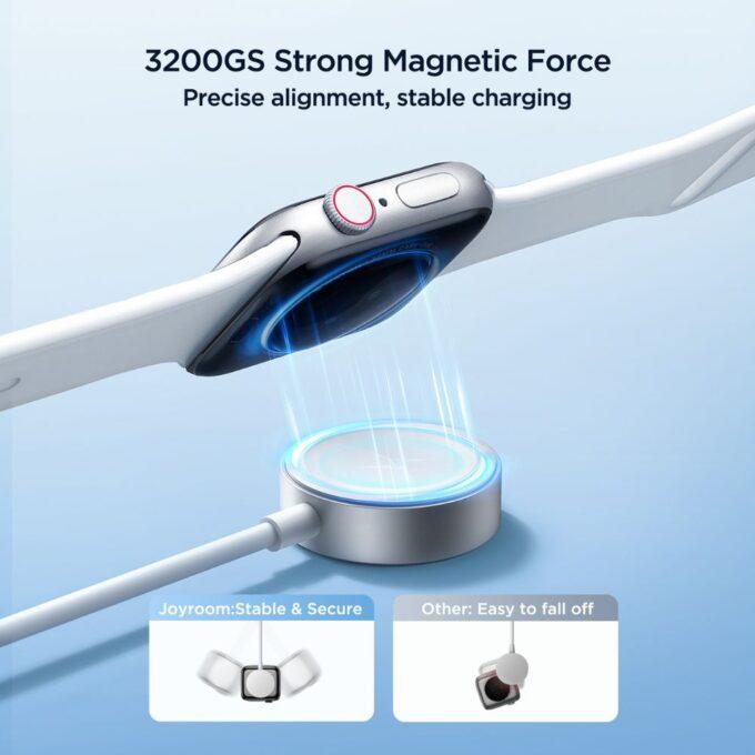Joyroom S-IW008 3-in-1 Watch Magnetic Wireless Charger USB-A to Lightning, Type-C Fast Charging Cable, 1.2m, White
